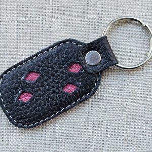 Handmade Keychain Black Genuine Leather Keys Holder Black key Chain